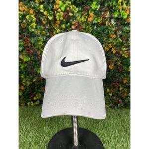 Nike Golf Adjustable White Black Lightweight Black Swoosh Logo Hat Cap Tennis
